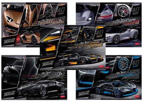 Альбом для рис.40л. ХАТ "SuperCarsWorld" мат.лам.,3D-фольга