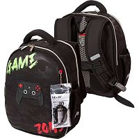 Ранец школьный deVENTE "Junior. Gamer" 7033506 жёст.,35*27*13см,светоор.эл.,800гр.+часы