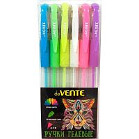 Набор гел. ручек  6цв. deVENTE "Moonlight" 5051008 пастель д/рис на черн.,0,8мм,прозр.корп.,пласт.бл
