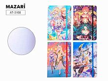 Блокнот 14*21см  80л. MAZARI "Anime" AT-3108 карт.обл.,на резинке,асс.