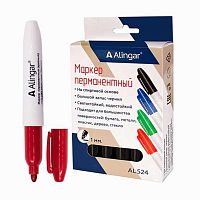 Маркер перм. ALINGAR AL524 красный,утолщ.,пулев.,2-3мм