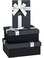 Коробка подар. 3в1 прямоуг. Миленд "Серые,с бантом" КОР-7663 (23*16*9,21*14*8,19*12*7см)