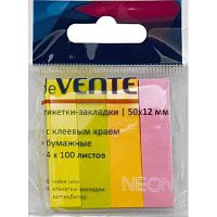 Набор самокл. этикеток-закладок deVENTE 50*12мм, 2011301 бумажн.,неон. 4цв.*100л. блистер