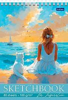 Скетчбук А5  80л. ХАТ Premium спираль "В хорошей компании" 33801 б/линовки,тв.подлож.,100г/м2