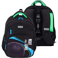 Ранец школьный deVENTE "Grade. Next Level Football" 7033619 чёрный,жёстк.,37*28*16см,700гр.+часы