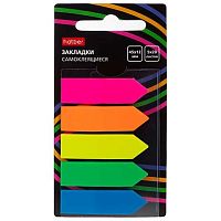Набор самокл. этикеток-закладок ХАТ 12*45мм,5цв.*20л. "Neon" 090299 стрелки,пластик.