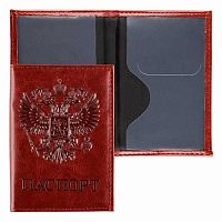 Обложка д/паспорта КЛЕРК "Classic" 213918/Р коричневая,к/з,поролон,тиснение,отстрочка