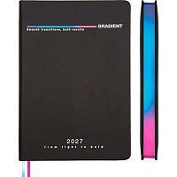 Ежедневник 2027г. А5 168л. deVENTE кож.зам. "Gradient" 2232789 чёрн.роз.-голуб.,радуж.срез,бел.бум.