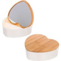 Зеркало настол.-органайзер "Брамингем" 656-233 белое,бамбук.крышка,16*14,5*5см,к/к