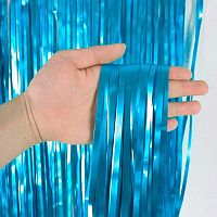 Занавес фольгированный "Дождь" ш1м,в2м синий матовый 202-289