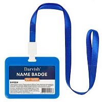 Бейдж Darvish DV-16135 гориз.,вставка 85*54мм,синий,с синей лентой