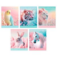 Тетрадь 96л. (клетка) ХАТ пластик.обл. "Pastel Animals" асс.