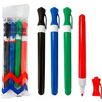 Набор маркеров д/доски 4цв. ATTOMEX "Ergonomy" 5040505 (зел.,син.,красн.,чёрн.)пулев.,2мм,пластик.уп