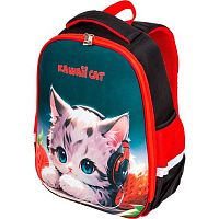 Ранец школьный ATTOMEX "Optima. Kawaii Cat" 7033501 жёст.,37*28*18см,700гр.,светоотр.эл.