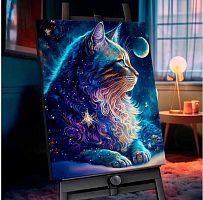 Картина по номерам с кристаллами из хрусталя Котеин "Космический кот" 40*50см SHR0538 (22цвета)