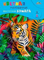Бумага цв. двухстор. мелов. А4  8л. 8цв. АППЛИКА "Тигрёнок" С2281-18