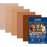 Фетр  5л. 5цв. А4 deVENTE "Оттенки бежевого" 8113412 жёсткий,1мм,пл.пакет,е/подвес