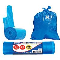 Пакеты д/мусора "CleanLab"  35л. 20шт 9050714 синий,50*119см,ПНД,с завязками,тип дна звезда