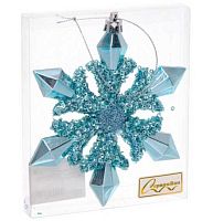Игрушка ёлочная "Сияющая снежинка" 916-1607 голубая,13*1,5*13,5см