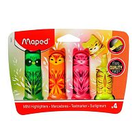 Набор маркеров текст.  4цв. MAPED "Fluo Pep`s Mini Friends" 743677 устойч.к солнцу чернила,1-5мм