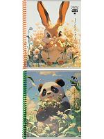 Тетрадь 48л. (клетка) Проф-Пресс спираль "Милые животные и цветы" 48-6535 мел.карт.,твин лак,хол.фол