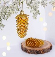 Игрушка ёлочная "Шишки блестящие.Таинственное очарование" 916-1912 золотой,9см (набор 2шт)