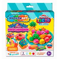 Тесто для лепки  3цв. MULTIART "Вкусняшки" PDSET-MA120034 с формочками