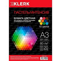 Бумага А3 д/офисной техники КЛЕРК  20л.10цв. интенсив/пастель 232143