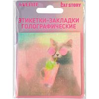 Самоклеящиеся этикетки-закладки deVENTE 73*73мм,40л. "Cat Story" 2011530 пласт.,п/прозр.,голограф.