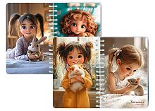 Записная книжка А6  80л. АППЛИКА спираль Перевертыш "Девочки и зверята" С1226-65