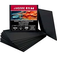 Холст грунт. на картоне 10*10см deVENTE "Art" 8150426 чёрный,хлоп.100%,280г/м2,мелк.зерн.