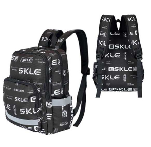 Рюкзак школьный SANVERO BP32004 40*28*20см 2отд.,3карм.,нейлон,светоотраж.,чёрный