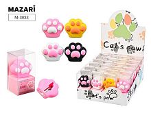 Точилка с контейнером 1отв. MAZARI "Лапки" M-3033 пластик,асс.