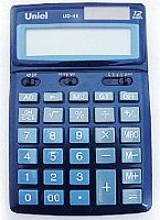 Калькулятор наст. 12разр. Uniel UD-41SB голубой,2питания, подъем.дисплей,металл.поверх.
