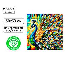 Мозаика алмазная MAZARI "Павлин" M-12336 холст,30*30см,част.выкл.,подрамник