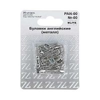 Булавки английские BLITZ PAN-00 №00 никель,железо,25шт.*22мм,блистер