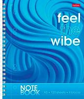 Тетрадь120л. (клетка) ХАТ спираль "Feel the wibe" 32268 перфор.,лам.soft-touch.3цв.разд.