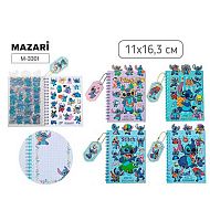 Блокнот 11*16,3см 16л. MAZARI "Ушастик" M-3301 (16л.кл.+8л.наклеек) асс.