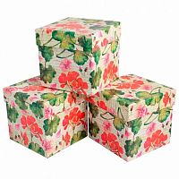 Коробка подар. 3в1 куб. Цветы-шиповник (9,5*9,5*9,5см) 20А7-МФ_2-007