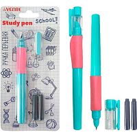 Ручка перьевая deVENTE "School. StydyPen" 5100500 синяя,перо ср.F (Fine),3баллон.,0,8мл,мятн.корп.