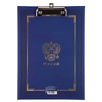 Клипборд А4 КЛЕРК "Символика на синем" 231760 мат.лам.