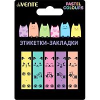 Набор самокл. этикеток-закладок deVENTE 45*12мм,5цв.*25л. "Cats" 2011108 пластик
