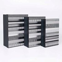 Коробка Микрос 3в1 прямоуг. Чёрная в белую полоску ч38197 (29*21*9/27*20*8/26*18*6см)