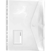 Карман расширяющийся А4 140мкм deVENTE 3050404 гориз.,полипр.,11отв.,на кнопке,прозр.,карм.