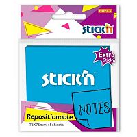 Кл.бумага д/заметок 76*76мм HOPAX  45л. 27098 (1421603) неон синяя,усил.клей