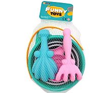 Набор песочный INTELLIGENT DK-372 (ведро складн.,лопатка,грабли,1формочка) асс.