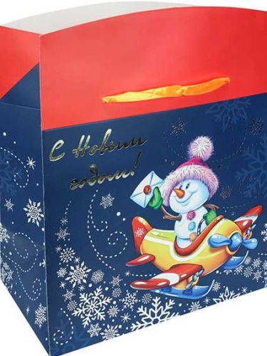 Пакет-коробка подар. Миленд НГ "Новогодний снеговичок" ППК-3001 22,5*20*13,5см,мат.лам.
