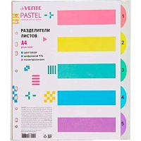 Разделитель листов пластик. А4 deVENTE "Pastel" 3051531 цветовой,цифровой (5шт.)