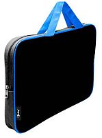 Сумка-планшет А4 ОНИКС ПМД-2-42 "Чёрный-ярко-голубой" (56856) п/э с диз.,ручка-тесьма
