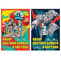 Набор цв.картона А4 10л.10цв. и цв.бумаги А4 10л.10цв. КанцБиз "Transformers" ЕАС-TR227/2 (4мет.)